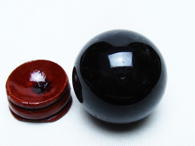 黒水晶 丸玉 34mm モリオン スフィア 置物 一点物 141-8243