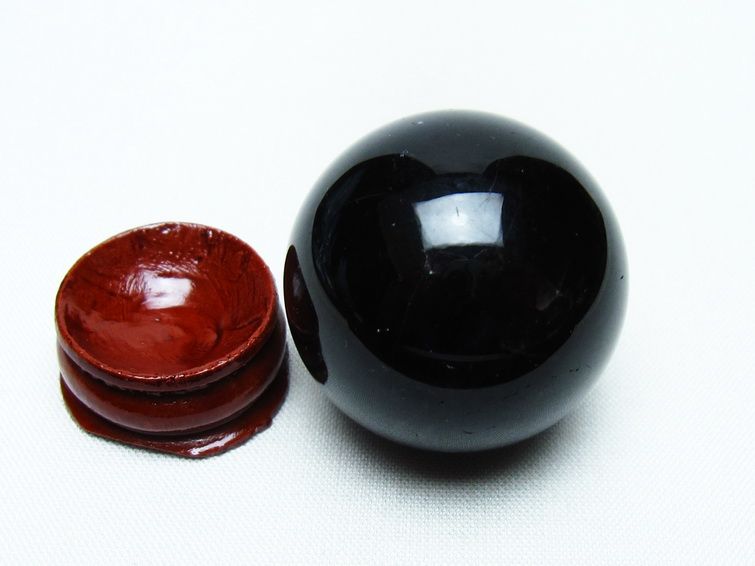 黒水晶 丸玉 34mm モリオン スフィア 置物 一点物 141-8248
