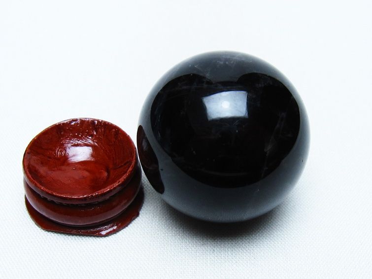 黒水晶 丸玉 34mm モリオン スフィア 置物 一点物 141-8253