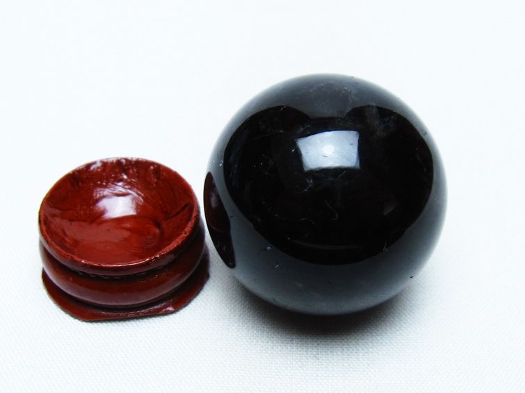黒水晶 丸玉 34mm モリオン スフィア 置物 一点物 141-8254