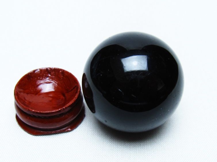 黒水晶 丸玉 34mm モリオン スフィア 置物 一点物 141-8256