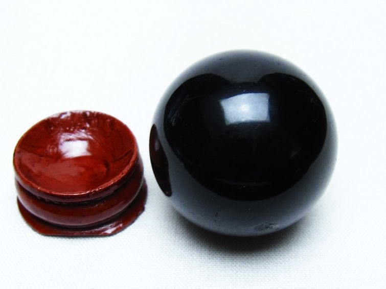 黒水晶 丸玉 33mm モリオン スフィア 置物 一点物 141-8260
