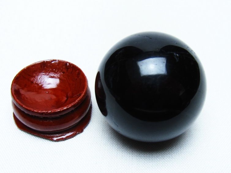 黒水晶 丸玉 31mm モリオン スフィア 置物 一点物 141-8261
