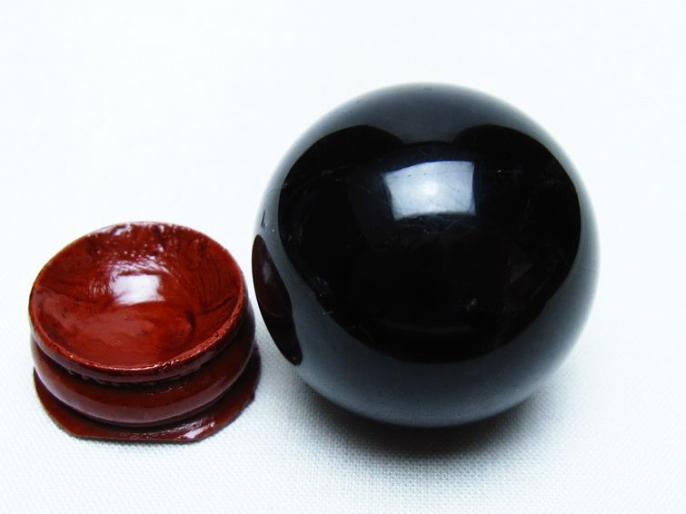 黒水晶 丸玉 36mm モリオン スフィア 置物 一点物 141-8262