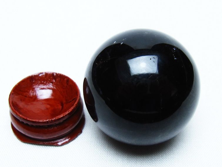 黒水晶 丸玉 36mm モリオン スフィア 置物 一点物 141-8264