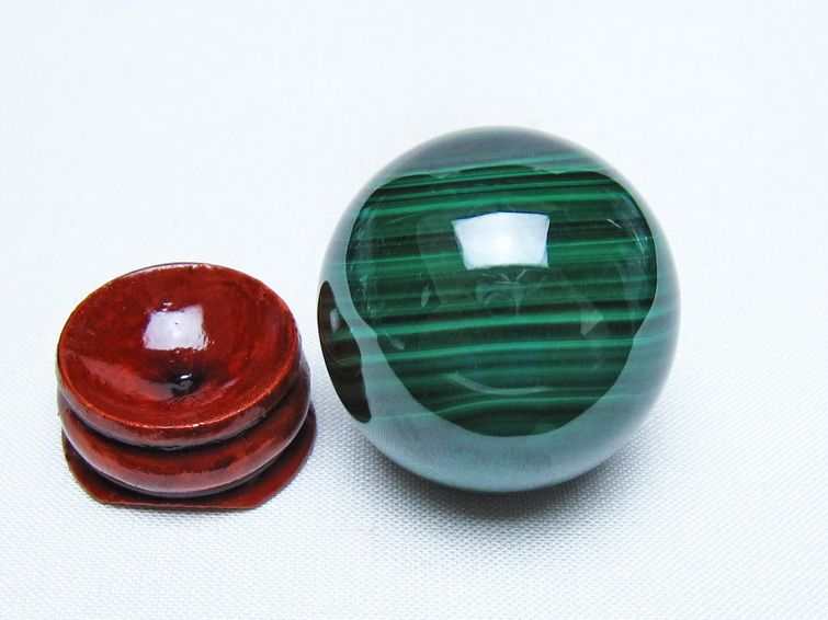 マラカイト 丸玉 34mm スフィア 置物 一点物 141-8269