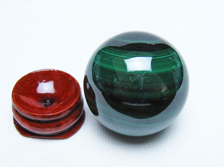 マラカイト 丸玉 34mm スフィア 置物 一点物 141-8270
