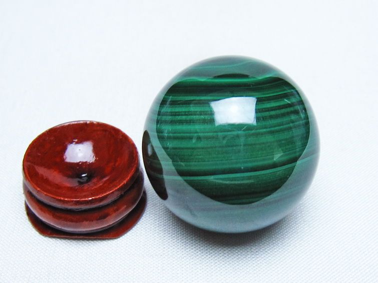 マラカイト 丸玉 34mm スフィア 置物 一点物 141-8273
