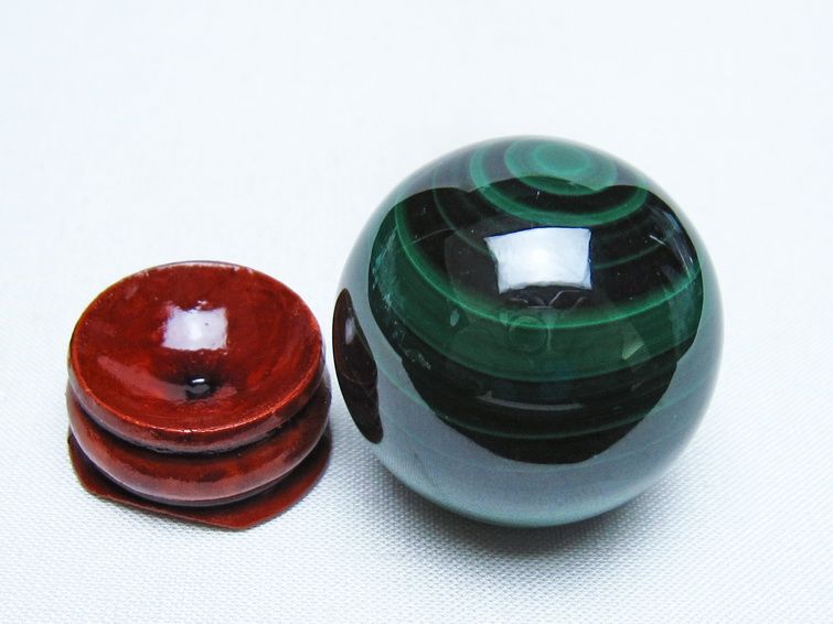 マラカイト 丸玉 34mm スフィア 置物 一点物 141-8274