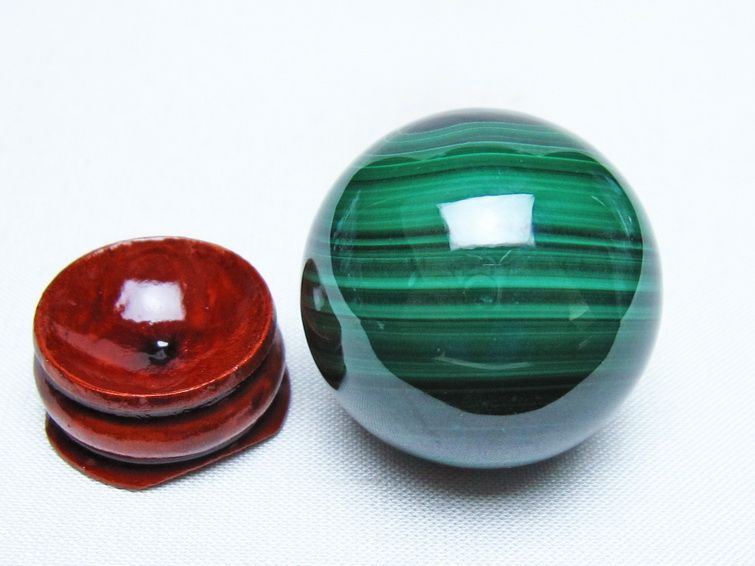 マラカイト 丸玉 34mm スフィア 置物 一点物 141-8275
