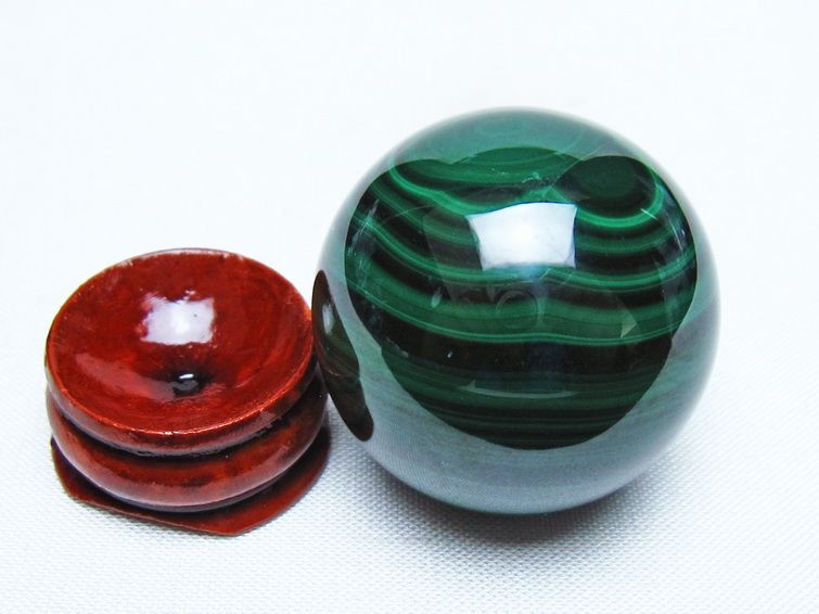 マラカイト 丸玉 33mm スフィア 置物 一点物 141-8277