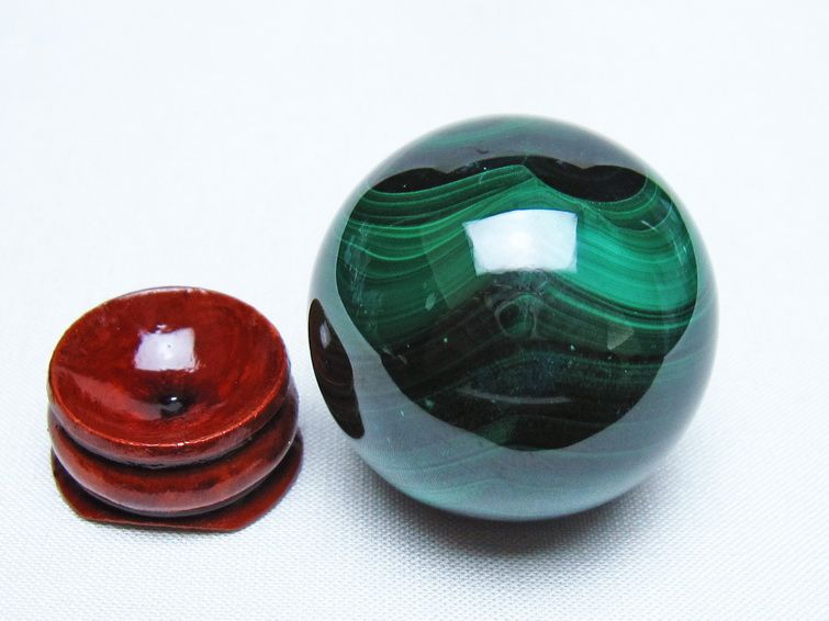マラカイト 丸玉 38mm スフィア 置物 一点物 141-8279
