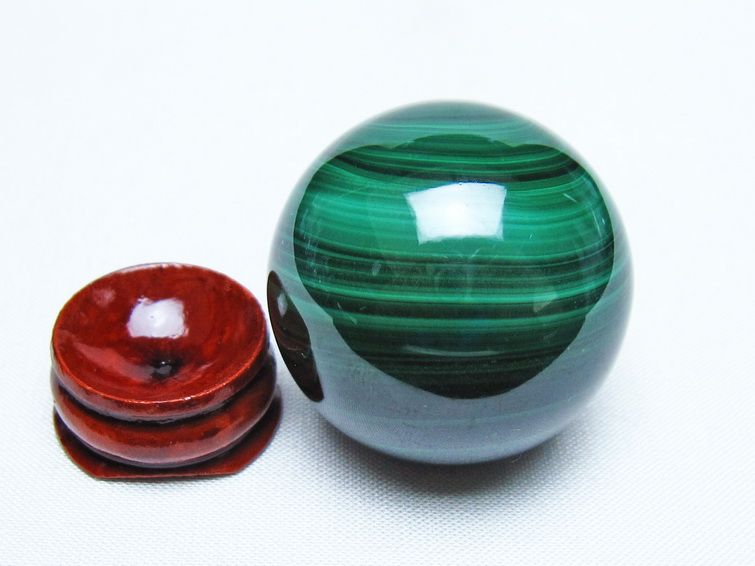 マラカイト 丸玉 38mm スフィア 置物 一点物 141-8281