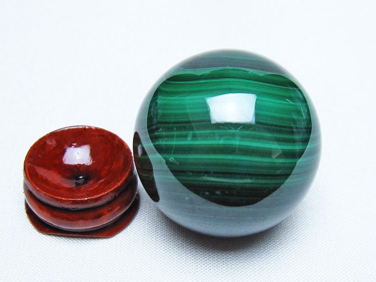 マラカイト 丸玉 38mm スフィア 置物 一点物 141-8283