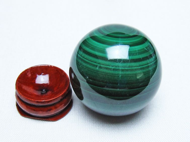 マラカイト 丸玉 38mm スフィア 置物 一点物 141-8285