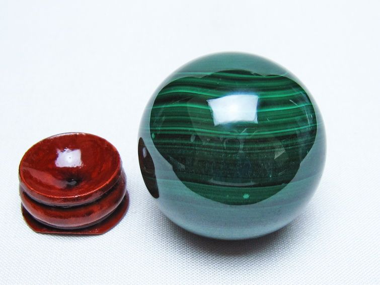 マラカイト 丸玉 40mm スフィア 置物 一点物 141-8290