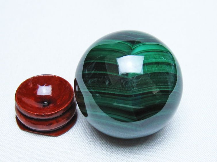 マラカイト 丸玉 40mm スフィア 置物 一点物 141-8291