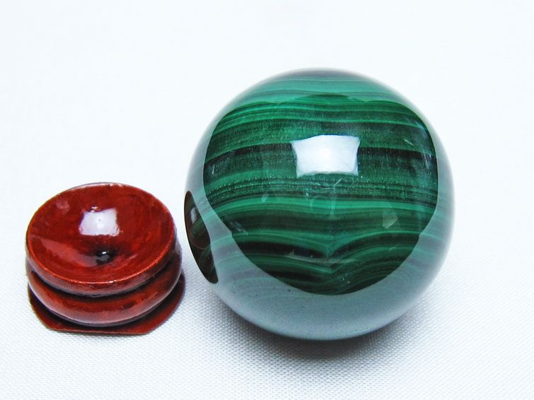 マラカイト 丸玉 40mm スフィア 置物 一点物 141-8293