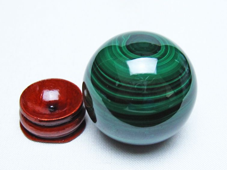 マラカイト 丸玉 40mm スフィア 置物 一点物 141-8294