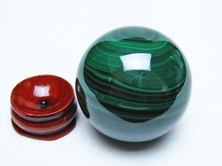 マラカイト 丸玉 40mm スフィア 置物 一点物 141-8295