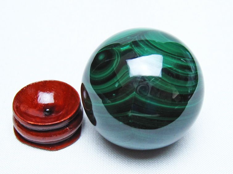 マラカイト 丸玉 40mm スフィア 置物 一点物 141-8296