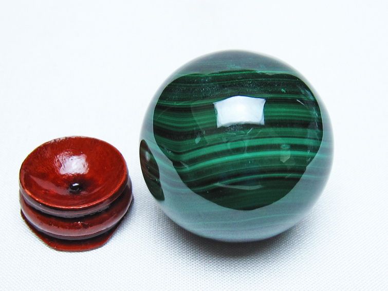マラカイト 丸玉 40mm スフィア 置物 一点物 141-8298