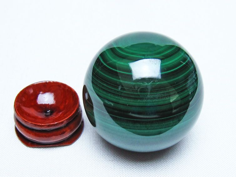 マラカイト 丸玉 40mm スフィア 置物 一点物 141-8299