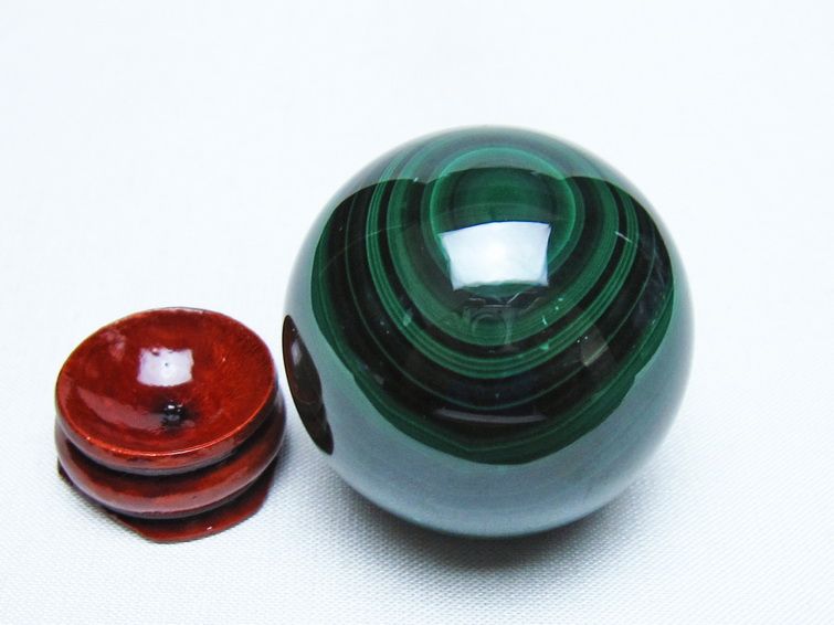 マラカイト 丸玉 42mm スフィア 置物 一点物 141-8305