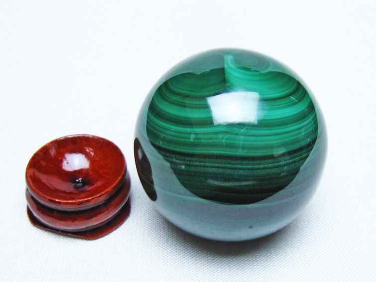 マラカイト 丸玉 42mm スフィア 置物 一点物 141-8306