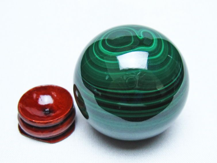 マラカイト 丸玉 46mm スフィア 置物 一点物 141-8310