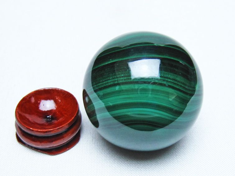 マラカイト 丸玉 42mm スフィア 置物 一点物 141-8312