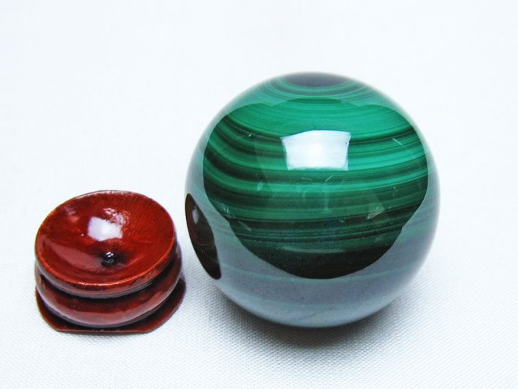 マラカイト 丸玉 40mm スフィア 置物 一点物 141-8315