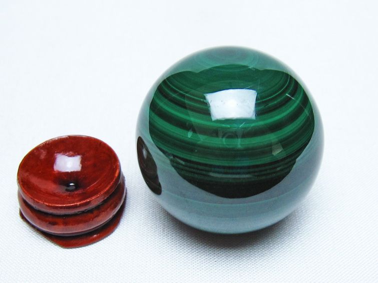 マラカイト 丸玉 40mm スフィア 置物 一点物 141-8318