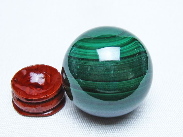 マラカイト 丸玉 40mm スフィア 置物 一点物 141-8319