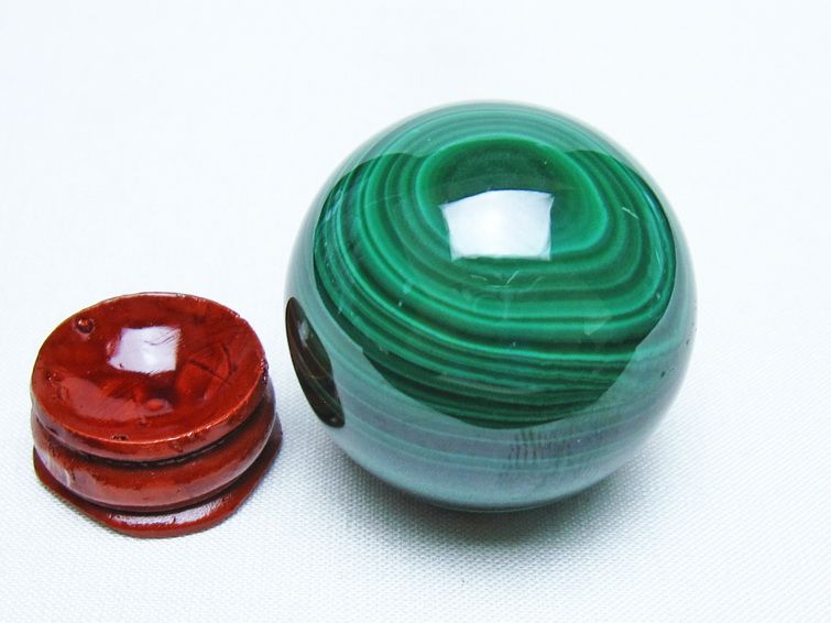 マラカイト 丸玉 40mm スフィア 置物 一点物 141-8321