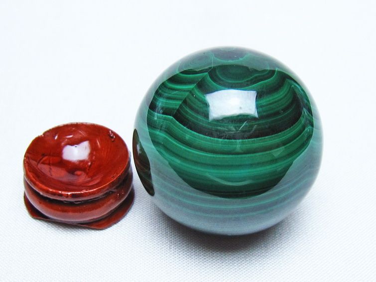 マラカイト 丸玉 40mm スフィア 置物 一点物 141-8327