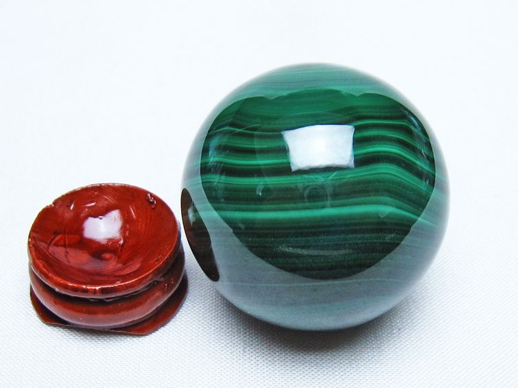 マラカイト 丸玉 40mm スフィア 置物 一点物 141-8328