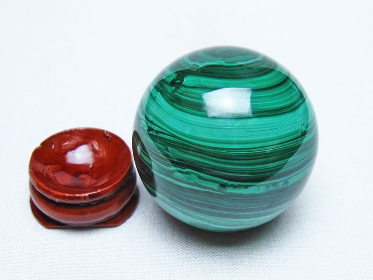 マラカイト 丸玉 40mm スフィア 置物 一点物 141-8333