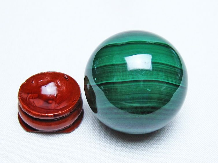 マラカイト 丸玉 38mm スフィア 置物 一点物 141-8340