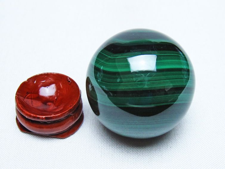 マラカイト 丸玉 38mm スフィア 置物 一点物 141-8342