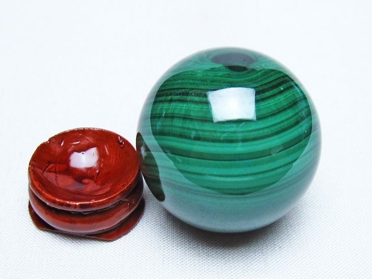 マラカイト 丸玉 38mm スフィア 置物 一点物 141-8343