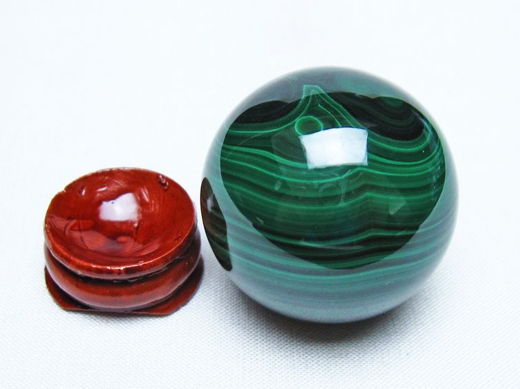 マラカイト 丸玉 38mm スフィア 置物 一点物 141-8346