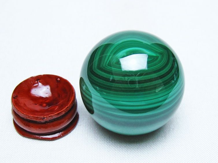 マラカイト 丸玉 37mm スフィア 置物 一点物 141-8354