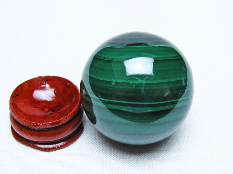 マラカイト 丸玉 36mm スフィア 置物 一点物 141-8357