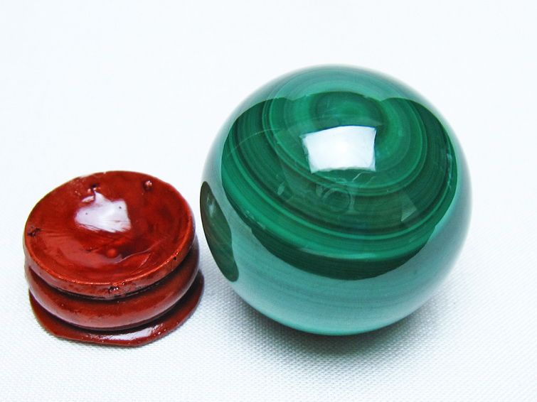 マラカイト 丸玉 36mm スフィア 置物 一点物 141-8358