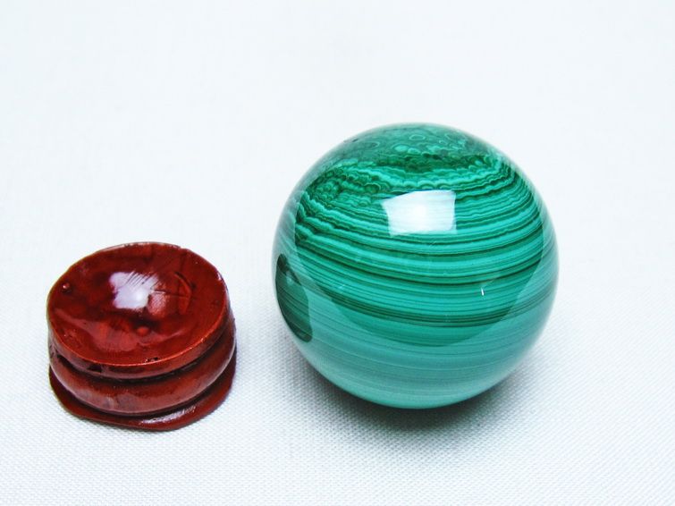 マラカイト 丸玉 36mm スフィア 置物 一点物 141-8363