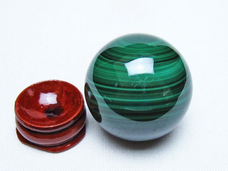 マラカイト 丸玉 36mm スフィア 置物 一点物 141-8364
