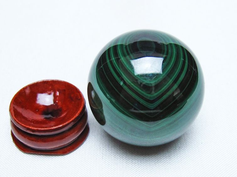 マラカイト 丸玉 36mm スフィア 置物 一点物 141-8366