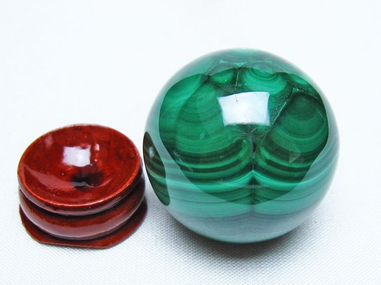 マラカイト 丸玉 36mm スフィア 置物 一点物 141-8367