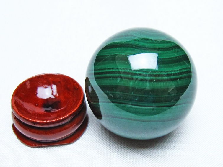 マラカイト 丸玉 35mm スフィア 置物 一点物 141-8368